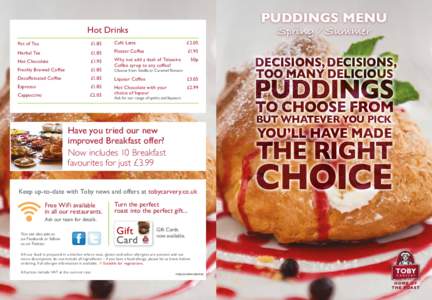 PUDDINGS MENU Spring / Summer Hot Drinks Pot of Tea