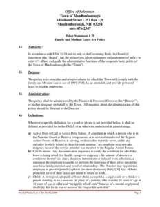 Employment / Business law / Law / 103rd United States Congress / Family and Medical Leave Act / Family law / Employee handbook / Sick leave / Employee benefit / Leave / Human resource management / Employment compensation