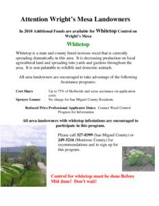 Attention Wright’s Mesa Landowners