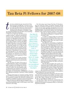 Tau Beta Pi Fellows fort HE FELLOWSHIP BOARD SELECTED 37 Tau