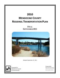 2010  MENDOCINO COUNTY  REGIONAL TRANSPORTATION PLAN  FINAL SEPTEMBER 2011
