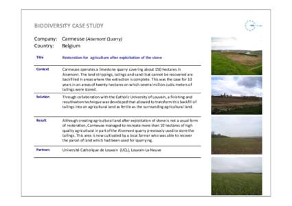 Microsoft PowerPoint - Carmeuse  Biodiversity Case Study Jan[removed]restoration to agriculture.ppt [Compatibility Mode]