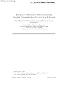 TeX source file for title page  Accepted in Neural Networks Emergence of Hierarchical Structure mirroring Linguistic Composition in a Recurrent Neural Network