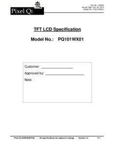 Doc No.: PQ006 Issued Date: Oct. 29, 2012 Model No.: PQ101WX01