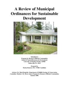 A Review of Municipal Ordinances for Sustainable Development