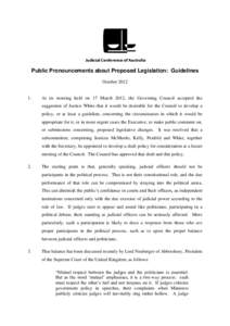 Public Pronouncements about Proposed Legislation: Guidelines October[removed]At its meeting held on 17 March 2012, the Governing Council accepted the