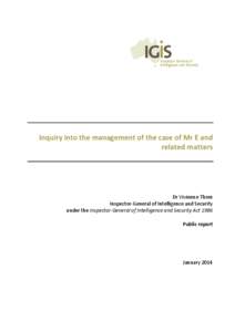 Inquiry into the management of the case of Mr E and related matters