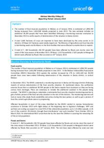 Malawi Monthly SitRep #1 Reporting Period: January 2014 Highlights  The number of food insecure population in Malawi, as of January 2014, is estimated at 1,894,782  having increased from 1,461,940 initially projected 