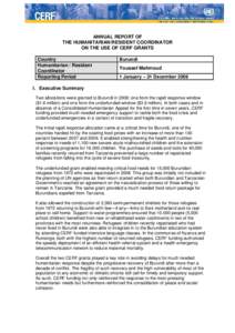 CERF Reporting Template: Agency HQ