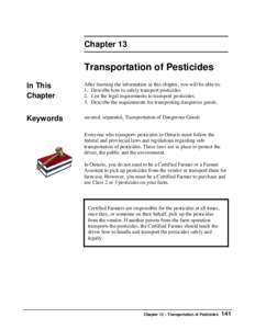 Chapter 13  Transportation of Pesticides In This Chapter