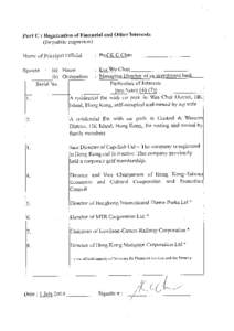 Part C : Registr ation of Financi al and Other Interes ts (for public inspection) Name ofPrinc ipal Official (a) Name (b) Occupation Serial No.