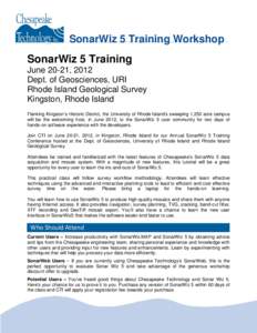 SonarWiz 5 Training Workshop  SonarWiz 5 Training June 20-21, 2012 Dept. of Geosciences, URI Rhode Island Geological Survey