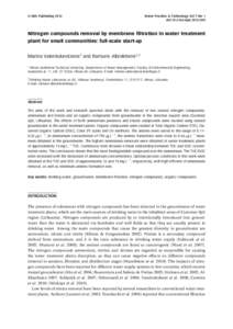 © IWA PublishingWater Practice & Technology Vol 7 No 1 doi:wptNitrogen compounds removal by membrane ﬁltration in water treatment