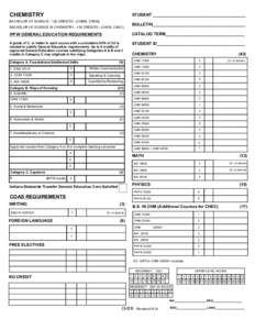 CHEMISTRY  STUDENT ________________________________________ BACHELOR OF SCIENCE[removed]CREDITS - (CHMB, CHEM) BACHELOR OF SCIENCE IN CHEMISTRY[removed]CREDITS - (CHCB, CHEC)