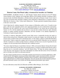 ALABAMA SECURITIES COMMISSION Post Office Box[removed]Montgomery, Alabama[removed]Telephone: ([removed]or[removed]Fax: ([removed]Email: [removed] Website: www.asc.alabama.gov