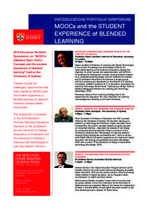 DVC(Education) Portfolio Symposium:  MOOCs and the Student Experience of Blended Learning 2013 Education Portfolio