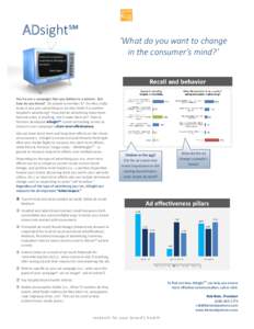 ADsight℠  ‘What do you want to change in the consumer’s mind?’  ‘Every ad is a long-term