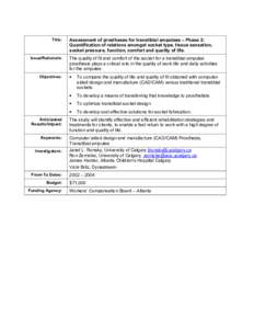 PDF:  Assessment of protheses for transtibial amputees - Phase 2:  Quantification of relations amongst socket type, tissue sensation, socket pressure, function, comfort and quality of life.