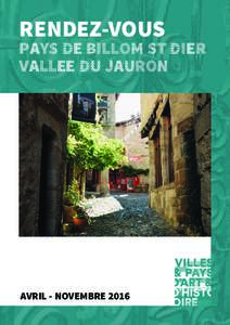 Rendez-vous  PAYS DE BILLOM ST DIER VALLEE DU JAURON  AVRIL - NOVEMBRE 2016