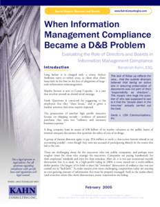 When Information Management Compliance Became a D&B Problem