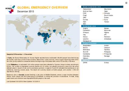 1  GLOBAL EMERGENCY OVERVIEW December[removed]Snapshot 26 November – 3 December