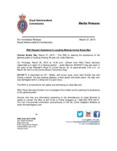 Royal Newfoundland Constabulary For Immediate Release Royal Newfoundland Constabulary