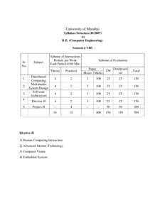 University of Mumbai Syllabus Structure(RAt B.E. (Computer Engineering) Semester-VIII