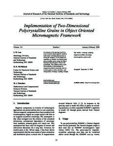 Volume 114, Number 1, January-February[removed]Journal of Research of the National Institute of Standards and Technology [J. Res. Natl. Inst. Stand. Technol. 114, [removed]Implementation of Two-Dimensional