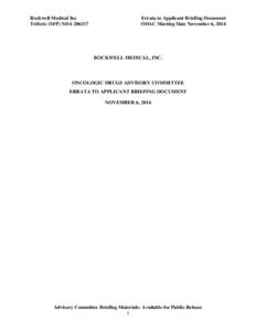 Rockwell Medical Inc Triferic (SFP) NDA[removed]Errata to Applicant Briefing Document ODAC Meeting Date November 6, 2014