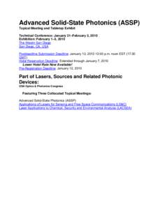 Acronyms / Laser / Photonics / Optical Society / Solid-state laser / Fiber laser / Quantum optics / Diode-pumped solid-state laser / Robert L. Byer / Optics / Physics / Electromagnetic radiation