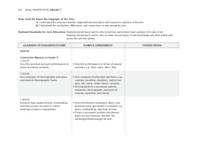 104  GOAL TWENTY-FIVE: GRADE 7 State Goal 25: Know the Language of the Arts: A. Understand the sensory elements, organizational principles, and expressive qualities of the arts.