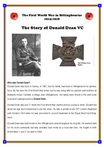 The First World War in Sittingbourne[removed]The Story of Donald Dean VC  TheVictoria Cross