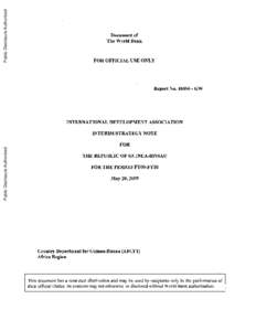 Public Disclosure Authorized Public Disclosure Authorized Document o f The World Bank