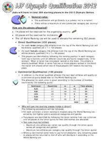 Judo will have in total 386 starting places in the 2012 Olympic Games • General rules:  U