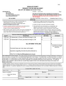 H.H.  DOUGLAS COUNTY REQUEST FOR BID AND BID SHEET ON: CITY OF OMAHA Galvanized U Posts Published: