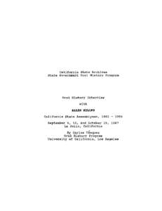 Oral history / Tidelands / Earl Warren / Culbert Olson / University of California /  Los Angeles / State governments of the United States / California / Historiography / Oral communication