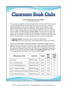 Created and Narrated by Laura Candler © 2011 All rights reserved. Are you ready to experience Classroom Book Clubs with your class? In this e-course, you’ll find everything you need to make the process easy and fun. I