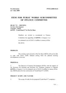 For discussion on 7 June 2000 PWSC[removed]ITEM FOR PUBLIC WORKS SUBCOMMITTEE