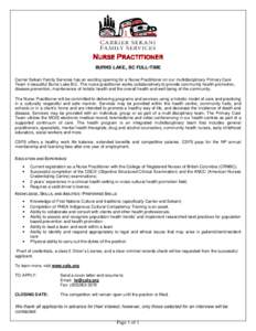 Nurse Practitioner Job Posting