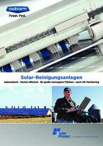 Solar-Reinigungsanlagen automatisch · höchst effizient · für große homogene Flächen · auch mit Monitoring Lösungen für Solar-Reinigung  Automatisches SolarProtec-Reinigungssystem