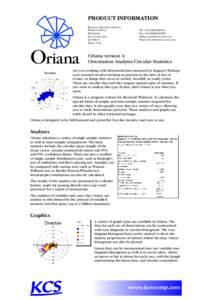 PRODUCT INFORMATION  Oriana KOVACH COMPUTING SERVICES 85 NANT-Y-FELIN