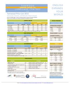 ENGLISH EXPANDS YOUR WORLD  Tamwood Price List 2015