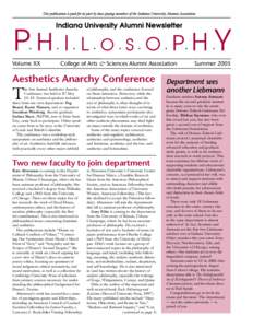 Volume XX  College of Arts & Sciences Alumni Association Aesthetics Anarchy Conference