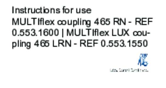 Instructions for use MULTIflex coupling 465 RN - REF | MULTIflex LUX cou‐ pling 465 LRN - REF  Distributed by: