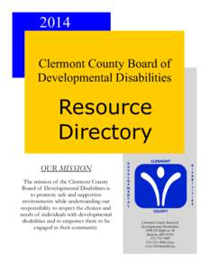 2014 Clermont County Board of Developmental Disabilities Resource Directory