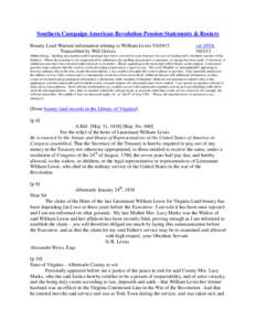 Southern Campaign American Revolution Pension Statements & Rosters Bounty Land Warrant information relating to William Lewis VAS915 Transcribed by Will Graves vsl 18VA[removed]