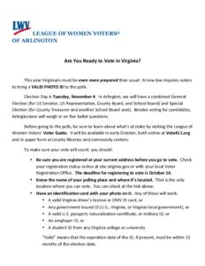  	
   	
   LEAGUE OF WOMEN VOTERS® OF ARLINGTON