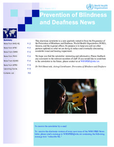 Ed.1, March[removed]Prevention of Blindness and Deafness News Summary News from WHO/HQ