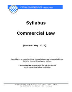 Federation of Law Societies of Canada  National Committee on Accreditation Syllabus Commercial Law