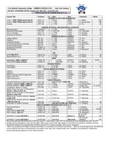 Fort Berthold Community College  SUMMER SCHEDULE 2011 New Town Campus